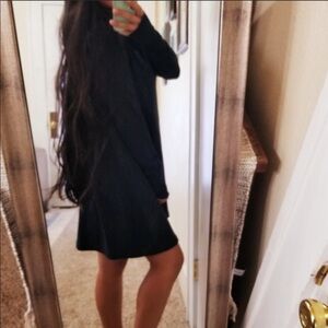 Cabi Black Cowl Sweater Fitted Long Sleeve Dress